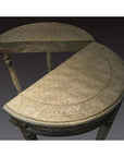 Repousse Nickel-Silver Demi-Lune Table-9. Asian & Chinese Furniture, Art, Antiques, Vintage Home Décor for sale at FEA Home