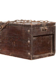 Rustic Antique Chinese Wooden Cash Box with Removable Top, Studs and Chain-1. Asian & Chinese Furniture, Art, Antiques, Vintage Home Décor for sale at FEA Home
