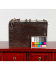 Rustic Antique Chinese Wooden Cash Box with Removable Top, Studs and Chain-3. Asian & Chinese Furniture, Art, Antiques, Vintage Home Décor for sale at FEA Home