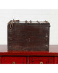 Rustic Antique Chinese Wooden Cash Box with Removable Top, Studs and Chain-4. Asian & Chinese Furniture, Art, Antiques, Vintage Home Décor for sale at FEA Home