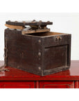Rustic Antique Chinese Wooden Cash Box with Removable Top, Studs and Chain-9. Asian & Chinese Furniture, Art, Antiques, Vintage Home Décor for sale at FEA Home