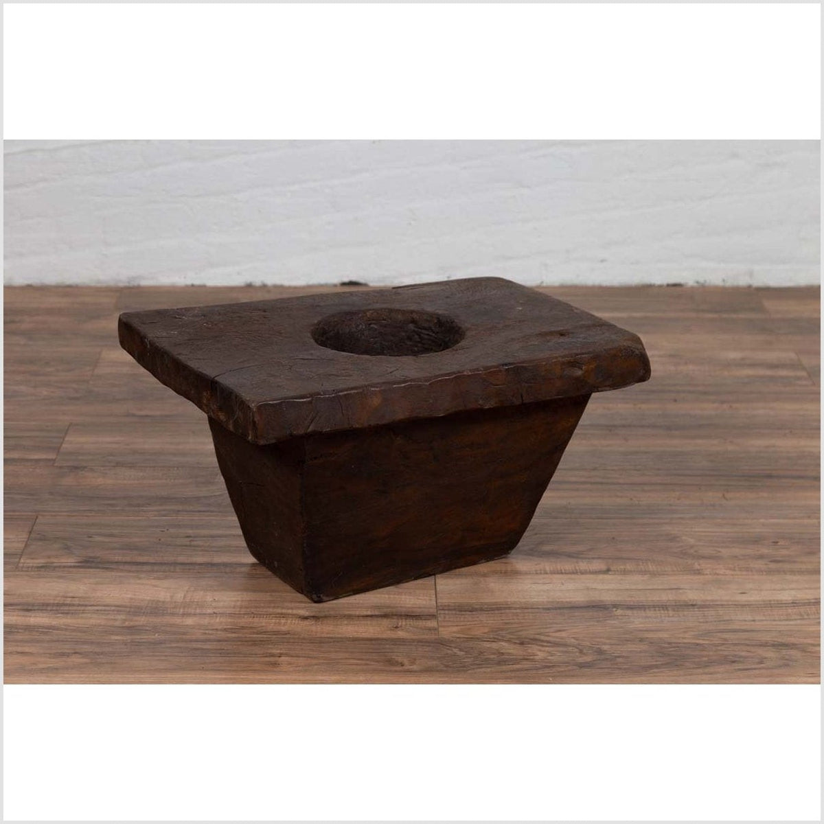 Rustic Antique Indonesian Brown Wooden Planter from the Early 20th Century-6. Asian & Chinese Furniture, Art, Antiques, Vintage Home Décor for sale at FEA Home