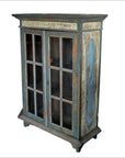 Rustic Hand Carved Goan Indian Cabinet with Glass Doors from the 19th Century-3. Asian & Chinese Furniture, Art, Antiques, Vintage Home Décor for sale at FEA Home