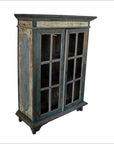 Rustic Hand Carved Goan Indian Cabinet with Glass Doors from the 19th Century-4. Asian & Chinese Furniture, Art, Antiques, Vintage Home Décor for sale at FEA Home