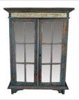 Rustic Hand Carved Goan Indian Cabinet with Glass Doors from the 19th Century-1. Asian & Chinese Furniture, Art, Antiques, Vintage Home Décor for sale at FEA Home