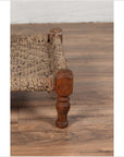 Rustic Indian Low Wooden Chair with Rope Seat and Weathered Appearance-13. Asian & Chinese Furniture, Art, Antiques, Vintage Home Décor for sale at FEA Home