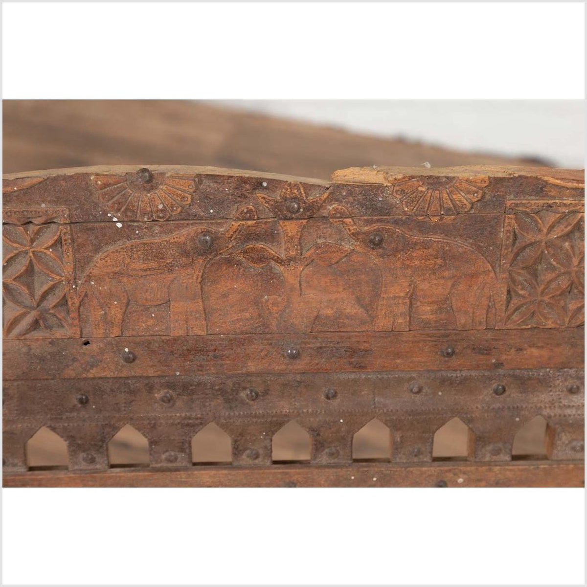 Rustic Indian Low Wooden Chair with Rope Seat and Weathered Appearance-10. Asian & Chinese Furniture, Art, Antiques, Vintage Home Décor for sale at FEA Home