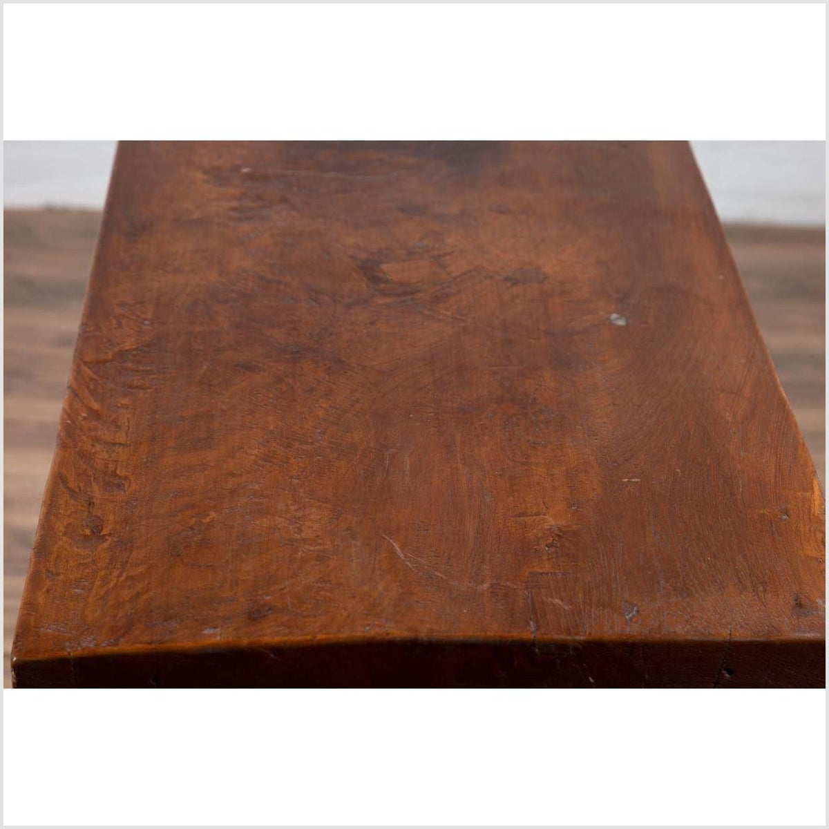 Rustic Indonesian Wooden Console Table with Single Plank Top and Pedestal Base-11. Asian & Chinese Furniture, Art, Antiques, Vintage Home Décor for sale at FEA Home