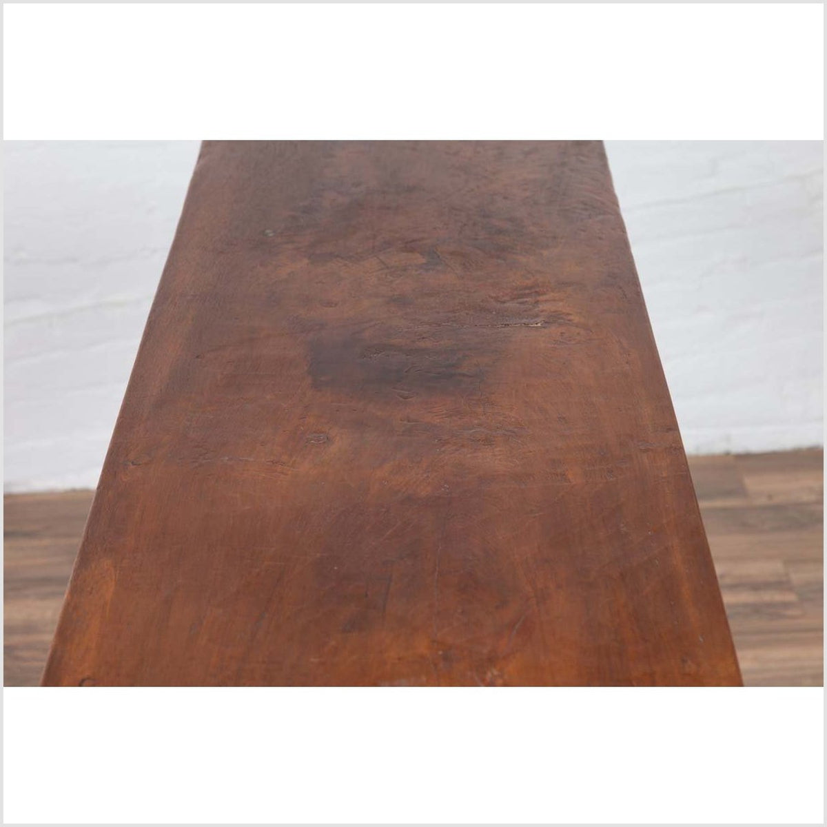 Rustic Indonesian Wooden Console Table with Single Plank Top and Pedestal Base-10. Asian & Chinese Furniture, Art, Antiques, Vintage Home Décor for sale at FEA Home