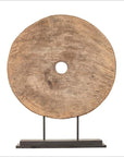 Rustic Ox Cart Wooden Wheel from Thailand, Mounted on Black Painted Base-1. Asian & Chinese Furniture, Art, Antiques, Vintage Home Décor for sale at FEA Home