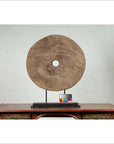 Rustic Ox Cart Wooden Wheel from Thailand, Mounted on Black Painted Base-4. Asian & Chinese Furniture, Art, Antiques, Vintage Home Décor for sale at FEA Home