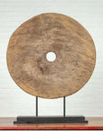 Rustic Ox Cart Wooden Wheel from Thailand, Mounted on Black Painted Base-2. Asian & Chinese Furniture, Art, Antiques, Vintage Home Décor for sale at FEA Home