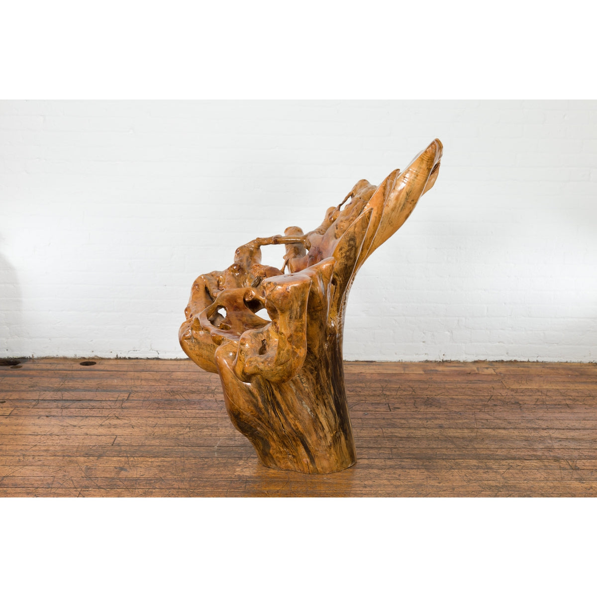 Rustic Vintage Chinese Camphor Wood Tree Root Armchair with Light Varnish-13. Asian & Chinese Furniture, Art, Antiques, Vintage Home Décor for sale at FEA Home