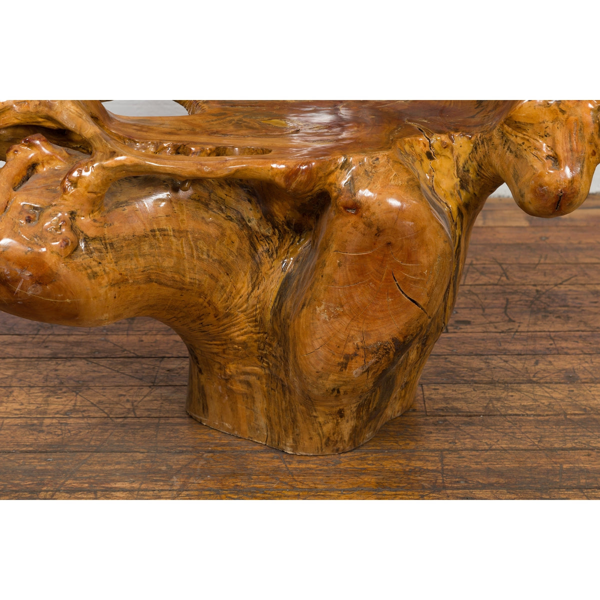 Rustic Vintage Chinese Camphor Wood Tree Root Armchair with Light Varnish-16. Asian & Chinese Furniture, Art, Antiques, Vintage Home Décor for sale at FEA Home