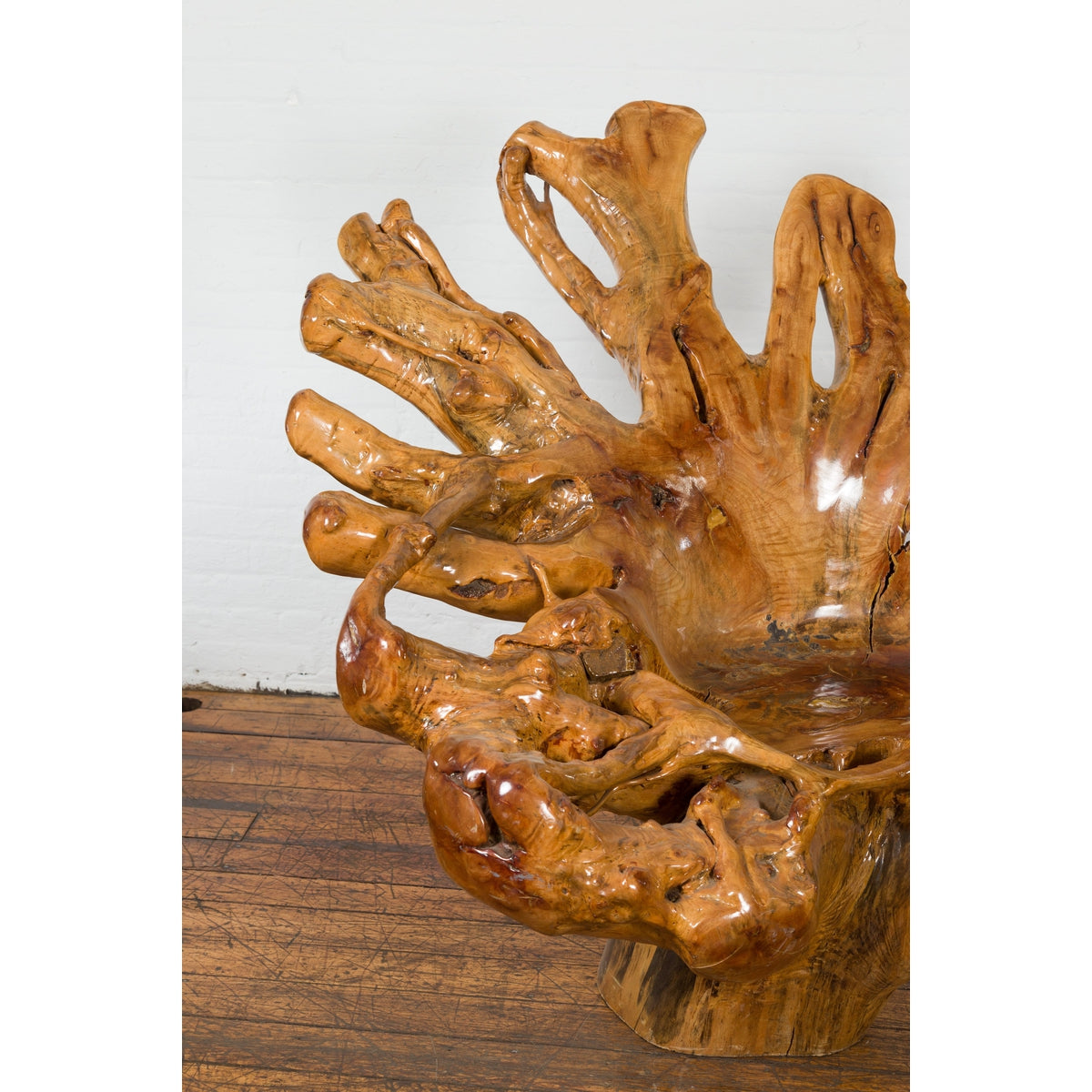 Rustic Vintage Chinese Camphor Wood Tree Root Armchair with Light Varnish-19. Asian & Chinese Furniture, Art, Antiques, Vintage Home Décor for sale at FEA Home