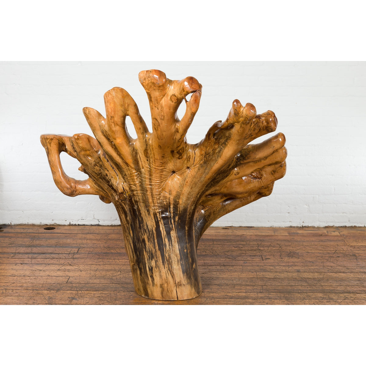 Rustic Vintage Chinese Camphor Wood Tree Root Armchair with Light Varnish-4. Asian & Chinese Furniture, Art, Antiques, Vintage Home Décor for sale at FEA Home