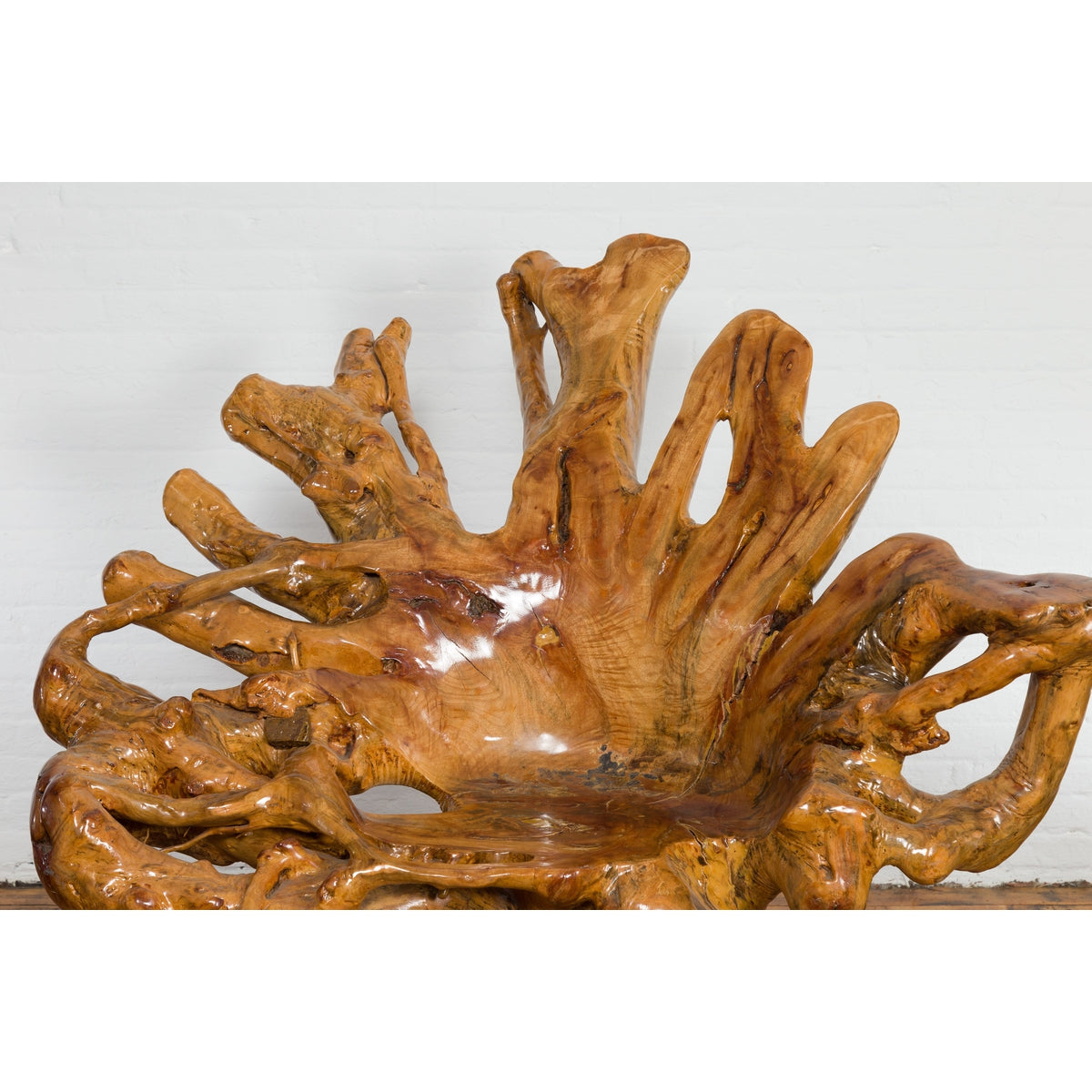 Rustic Vintage Chinese Camphor Wood Tree Root Armchair with Light Varnish-5. Asian & Chinese Furniture, Art, Antiques, Vintage Home Décor for sale at FEA Home