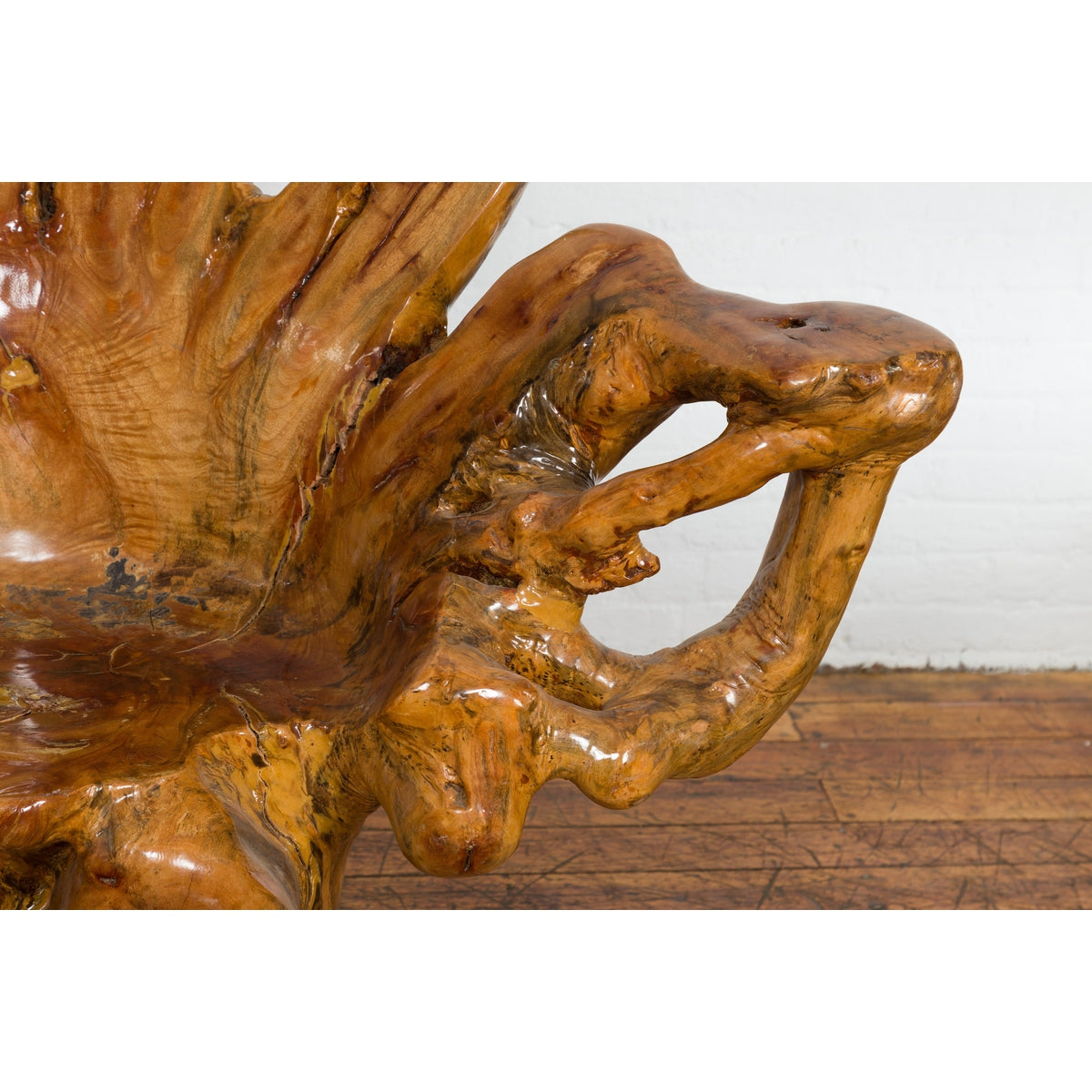 Rustic Vintage Chinese Camphor Wood Tree Root Armchair with Light Varnish-6. Asian & Chinese Furniture, Art, Antiques, Vintage Home Décor for sale at FEA Home
