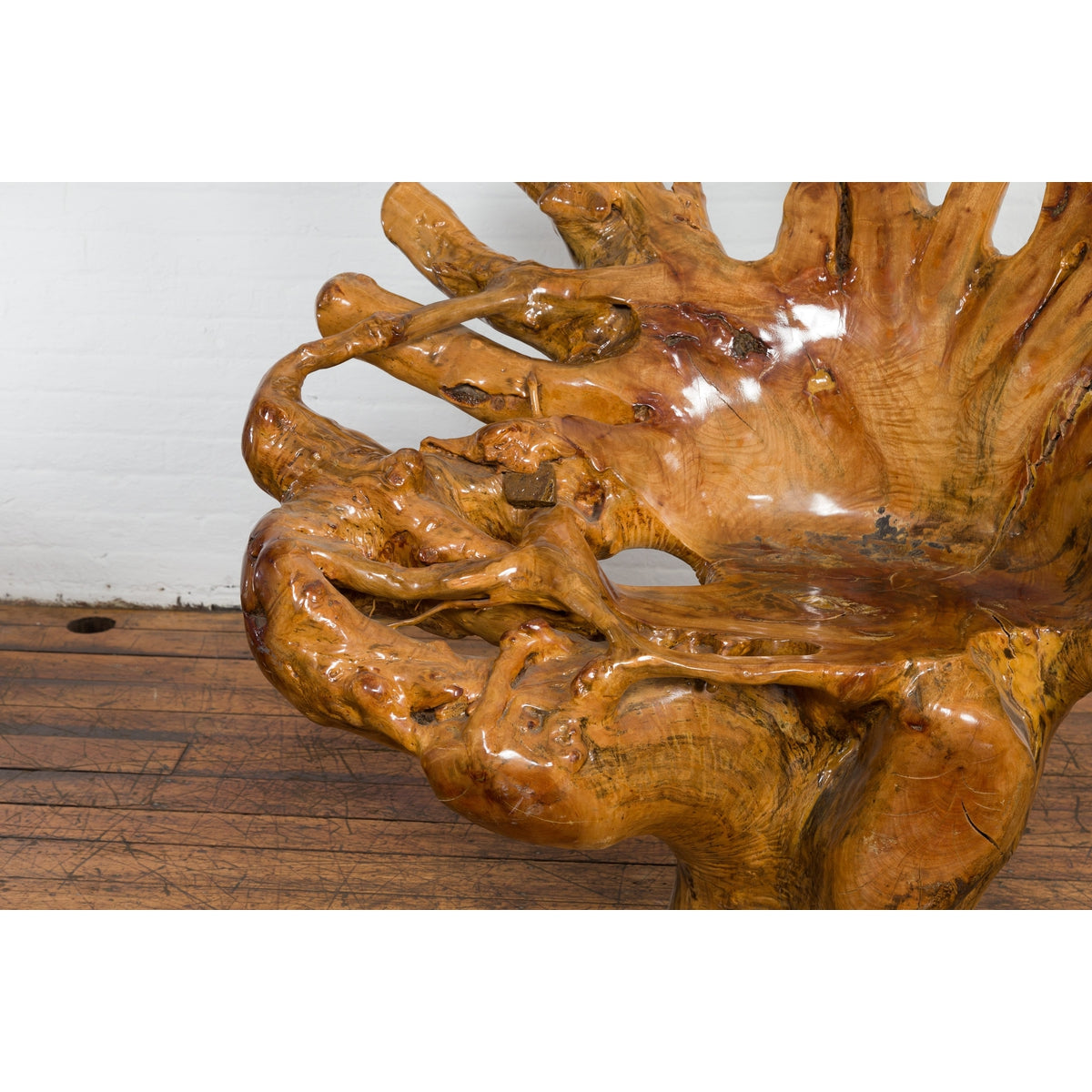 Rustic Vintage Chinese Camphor Wood Tree Root Armchair with Light Varnish-7. Asian & Chinese Furniture, Art, Antiques, Vintage Home Décor for sale at FEA Home