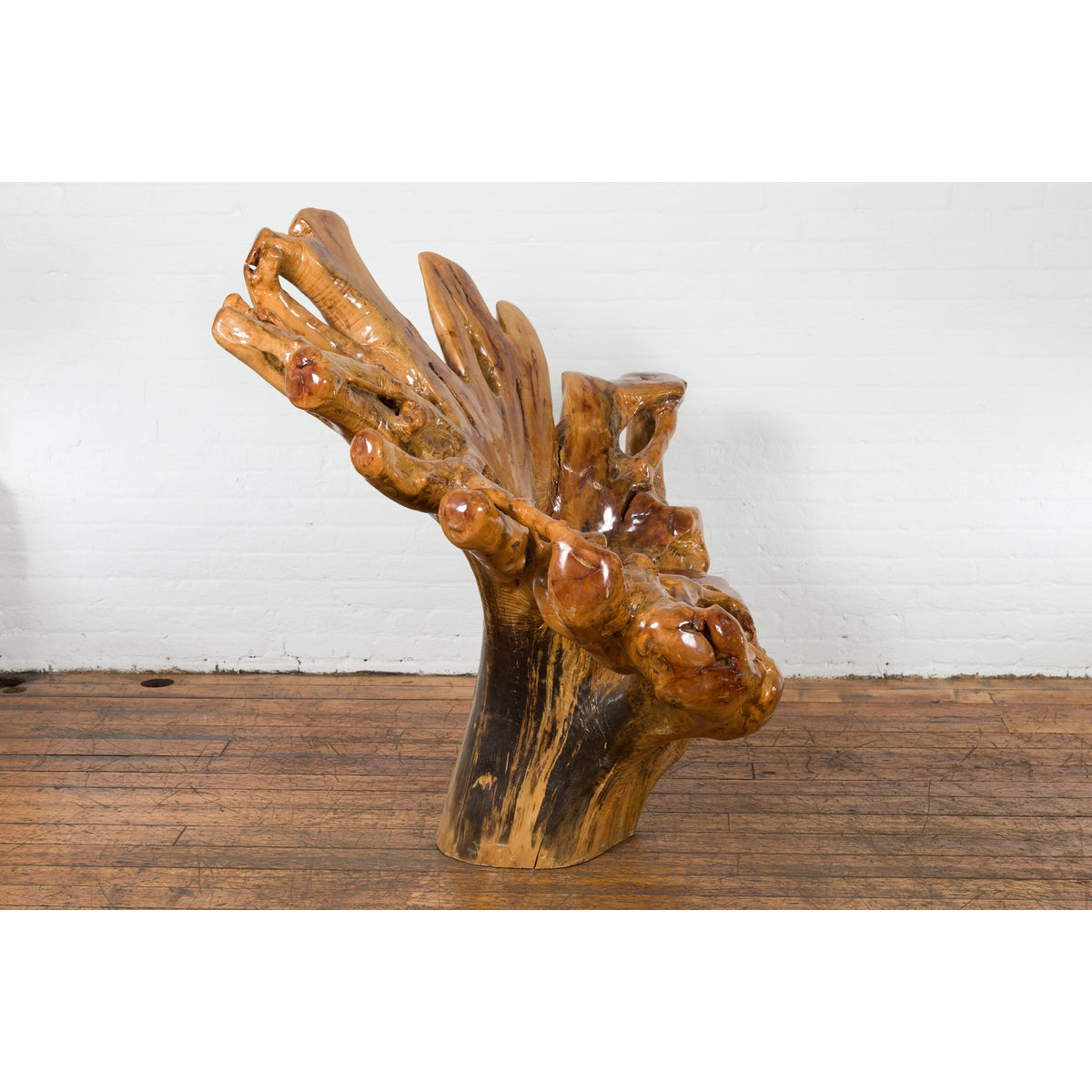 Rustic Vintage Chinese Camphor Wood Tree Root Armchair with Light Varnish-9. Asian & Chinese Furniture, Art, Antiques, Vintage Home Décor for sale at FEA Home