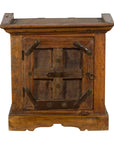 Rustic Vintage Indian Natural Sheesham Wood Side Cabinet with Iron Hardware-1. Asian & Chinese Furniture, Art, Antiques, Vintage Home Décor for sale at FEA Home