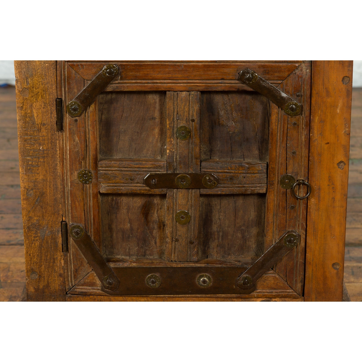 Rustic Vintage Indian Natural Sheesham Wood Side Cabinet with Iron Hardware-10. Asian & Chinese Furniture, Art, Antiques, Vintage Home Décor for sale at FEA Home
