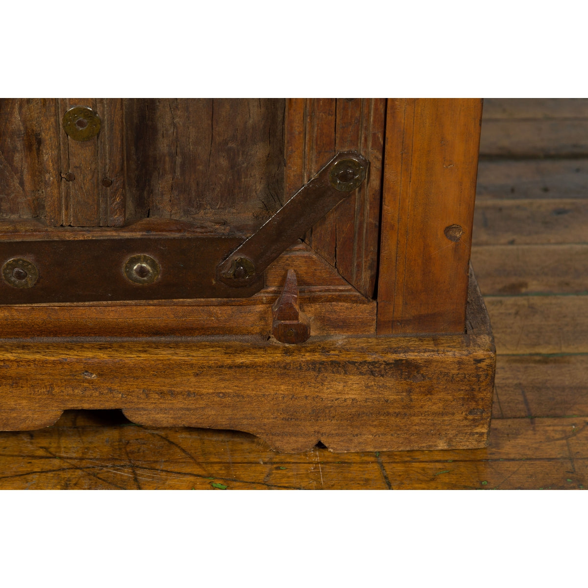 Rustic Vintage Indian Natural Sheesham Wood Side Cabinet with Iron Hardware-12. Asian & Chinese Furniture, Art, Antiques, Vintage Home Décor for sale at FEA Home