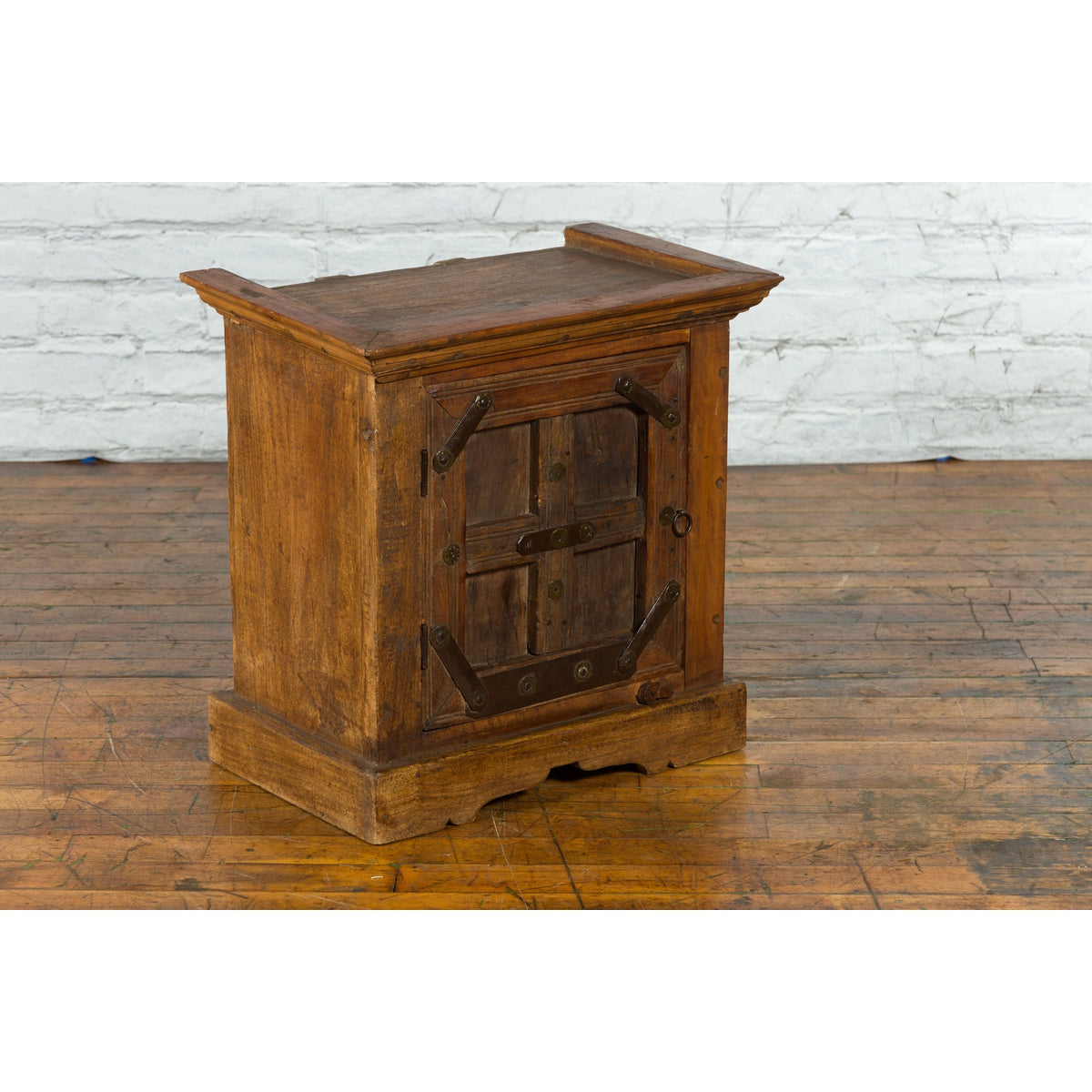 Rustic Vintage Indian Natural Sheesham Wood Side Cabinet with Iron Hardware-13. Asian & Chinese Furniture, Art, Antiques, Vintage Home Décor for sale at FEA Home