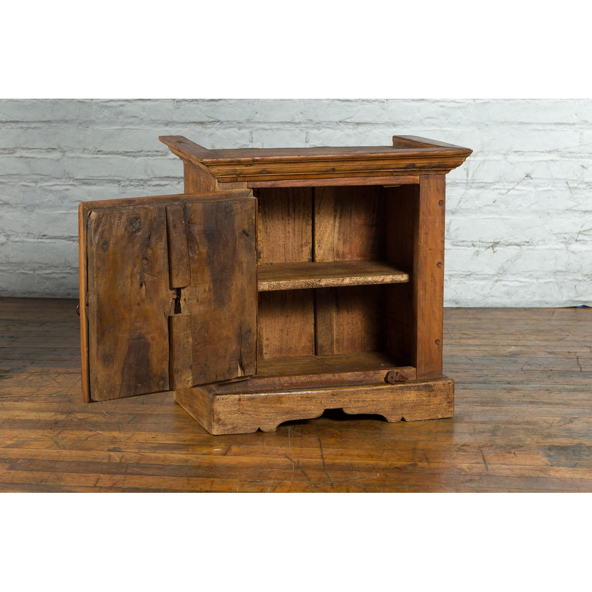 Rustic Vintage Indian Natural Sheesham Wood Side Cabinet with Iron Hardware-4. Asian & Chinese Furniture, Art, Antiques, Vintage Home Décor for sale at FEA Home