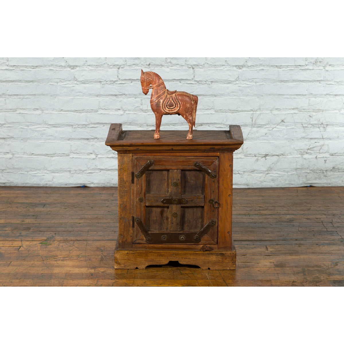 Rustic Vintage Indian Natural Sheesham Wood Side Cabinet with Iron Hardware-5. Asian & Chinese Furniture, Art, Antiques, Vintage Home Décor for sale at FEA Home