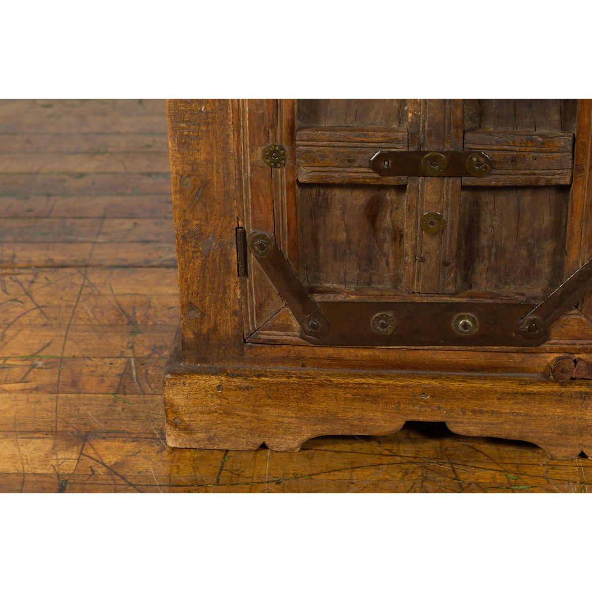 Rustic Vintage Indian Natural Sheesham Wood Side Cabinet with Iron Hardware-8. Asian & Chinese Furniture, Art, Antiques, Vintage Home Décor for sale at FEA Home