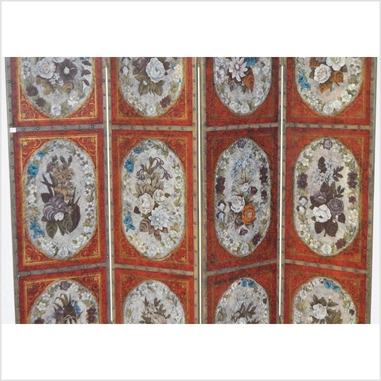 4-Panel Screen with Victorian Style Floral Design-YN2773-4. Asian & Chinese Furniture, Art, Antiques, Vintage Home Décor for sale at FEA Home
