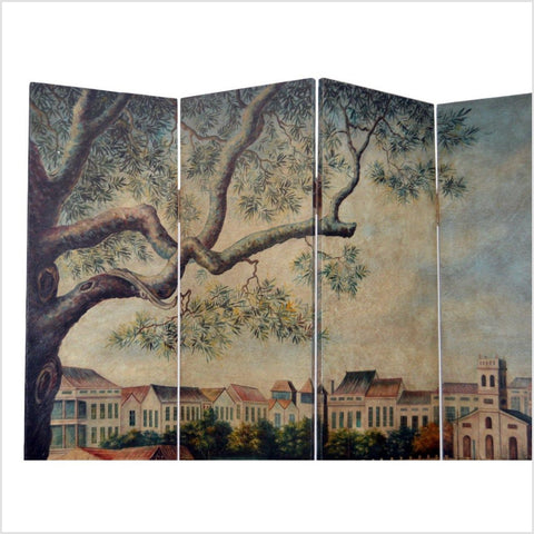 4-Panel Screen with Painting Reminiscent of Venice-YN2775 / YN2812 / YN2829-4. Asian & Chinese Furniture, Art, Antiques, Vintage Home Décor for sale at FEA Home