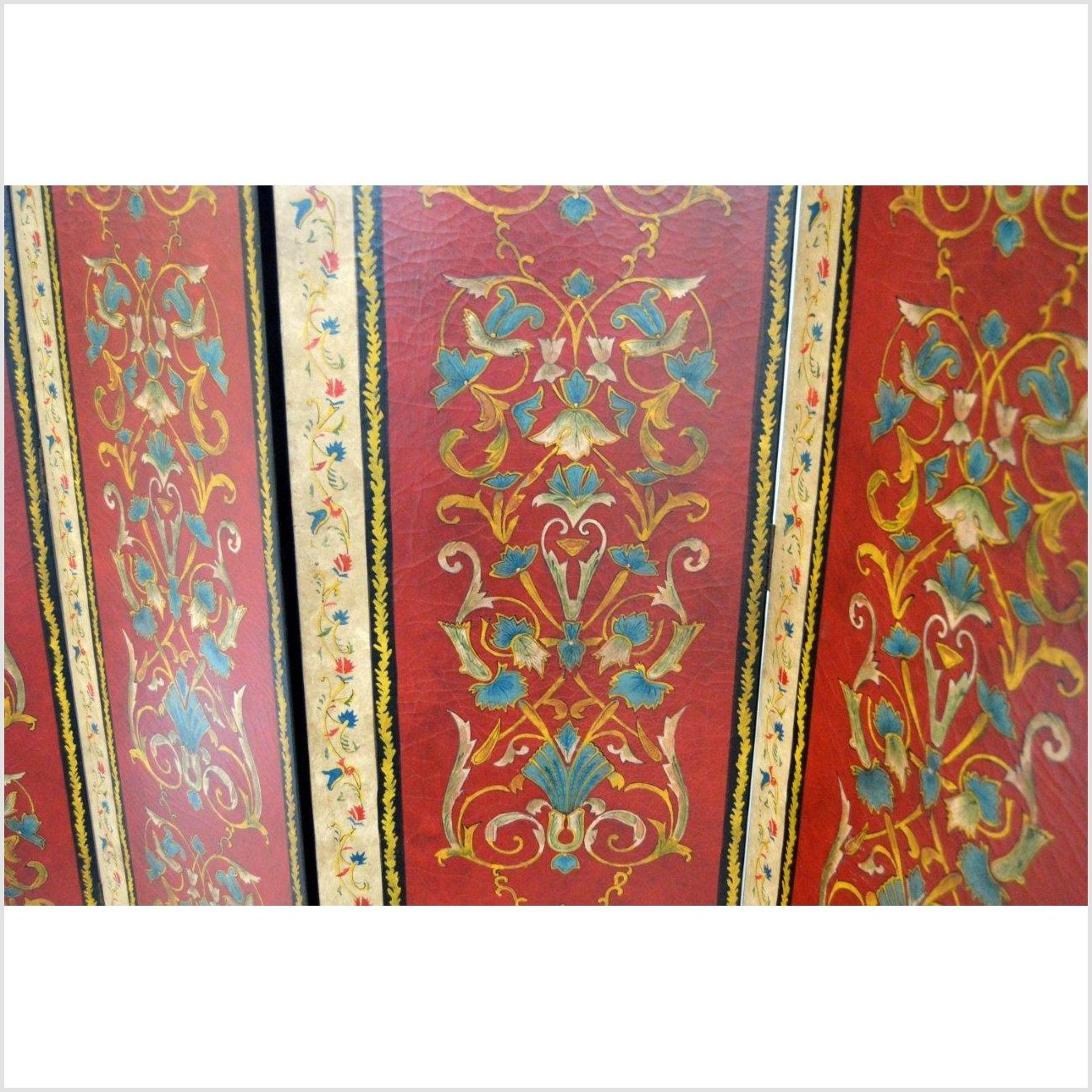 4-Panel Red Screen with Middle-Eastern Inspired Art-YN2780-7. Asian & Chinese Furniture, Art, Antiques, Vintage Home Décor for sale at FEA Home