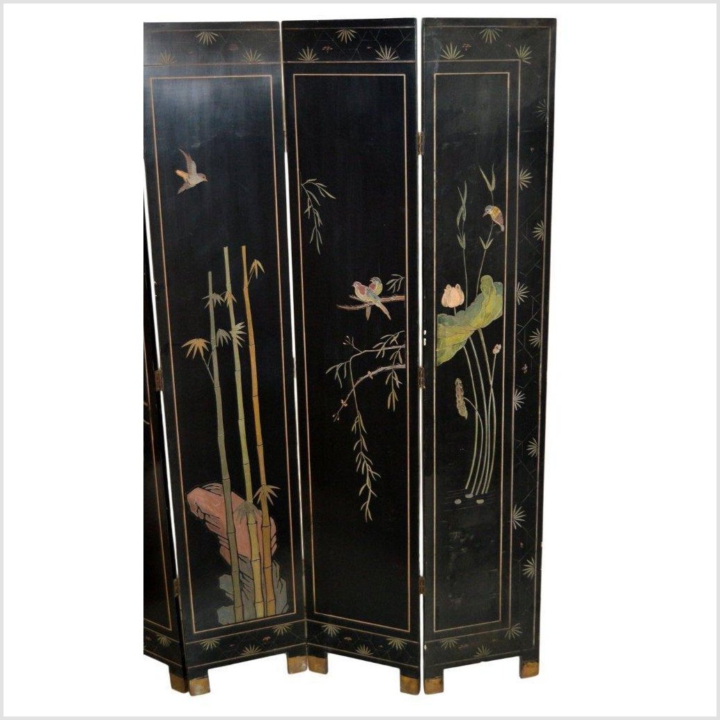 6-Panel Screen Depicting Cranes in Gold, Jade and Black Tones-YN2789-14. Asian & Chinese Furniture, Art, Antiques, Vintage Home Décor for sale at FEA Home