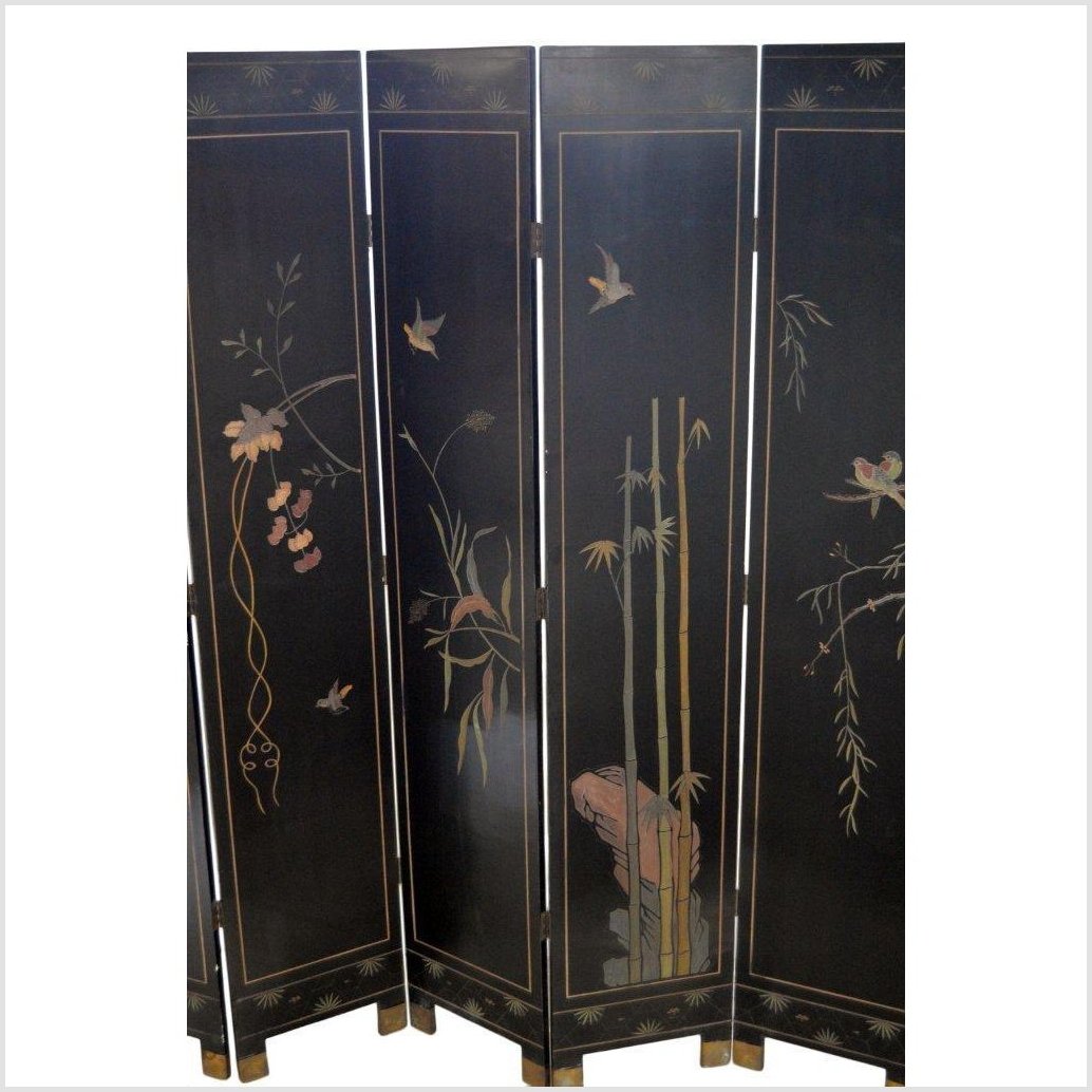 6-Panel Screen Depicting Cranes in Gold, Jade and Black Tones-YN2789-15. Asian & Chinese Furniture, Art, Antiques, Vintage Home Décor for sale at FEA Home