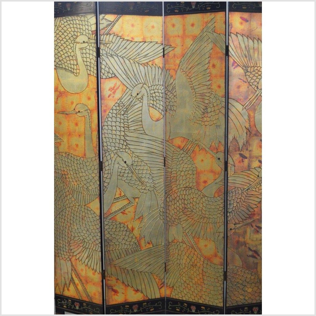 6-Panel Screen Depicting Cranes in Gold, Jade and Black Tones-YN2789-3. Asian & Chinese Furniture, Art, Antiques, Vintage Home Décor for sale at FEA Home