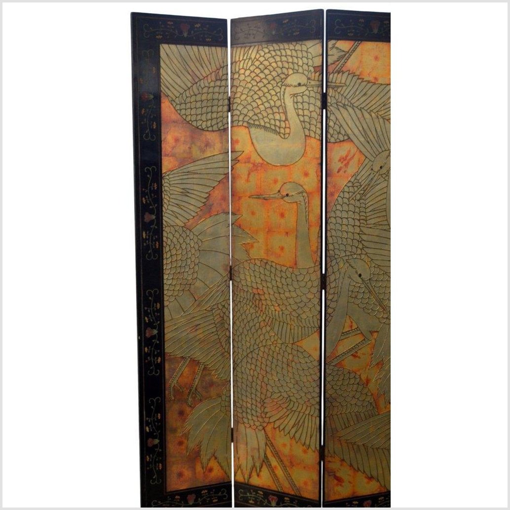 6-Panel Screen Depicting Cranes in Gold, Jade and Black Tones-YN2789-4. Asian & Chinese Furniture, Art, Antiques, Vintage Home Décor for sale at FEA Home