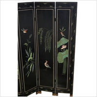 6-Panel Chinese Vintage Screen Depicting Flowers, Birds and Trees