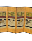 4-Panel Gold Screen Painted with Bamboo and Horses-1. Asian & Chinese Furniture, Art, Antiques, Vintage Home Décor for sale at FEA Home