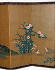 4-Panel Gold Screen with Chinoiseries of Flowers and Plants-3. Asian & Chinese Furniture, Art, Antiques, Vintage Home Décor for sale at FEA Home