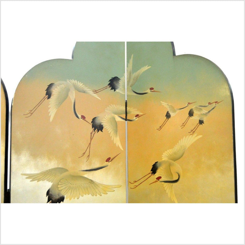 4-Panel Multi-Color Scalloped Screen with Flock of Cranes-YN2805-4. Asian & Chinese Furniture, Art, Antiques, Vintage Home Décor for sale at FEA Home