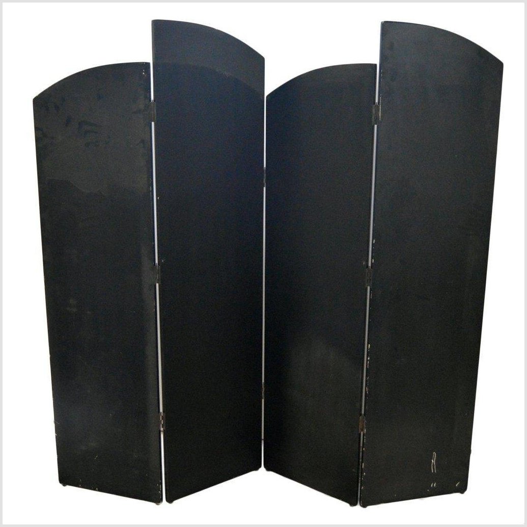 4- Panel Multi-level Black Screen with Heron Design-8. Asian & Chinese Furniture, Art, Antiques, Vintage Home Décor for sale at FEA Home