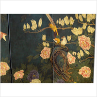 4-Panel Chinese Vintage Screen Depicting Flowers and Birds
