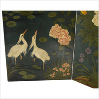 4-Panel Chinese Vintage Screen Depicting Flowers and Birds