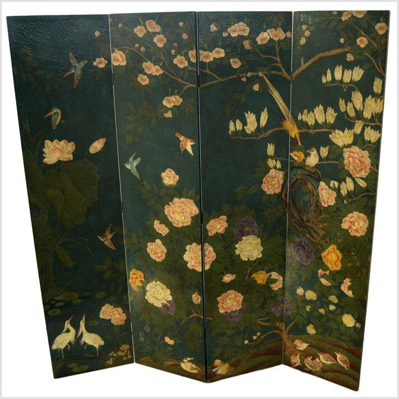 4-Panel Chinese Vintage Screen Depicting Flowers and Birds-YN2808-1. Asian & Chinese Furniture, Art, Antiques, Vintage Home Décor for sale at FEA Home