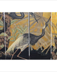 4-Panel Screen with Herons and Gold, Black and Green Tones-3. Asian & Chinese Furniture, Art, Antiques, Vintage Home Décor for sale at FEA Home