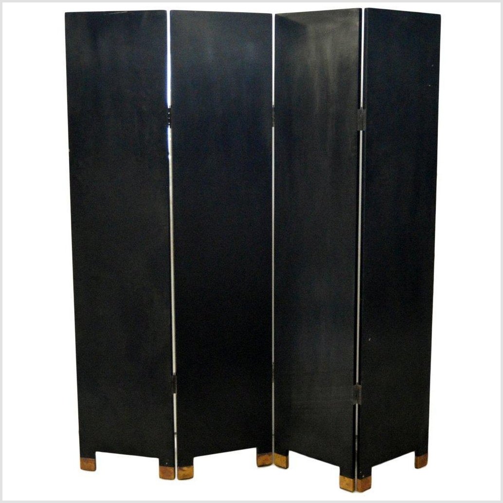 4-Panel Screen with Herons and Gold, Black and Green Tones-7. Asian & Chinese Furniture, Art, Antiques, Vintage Home Décor for sale at FEA Home