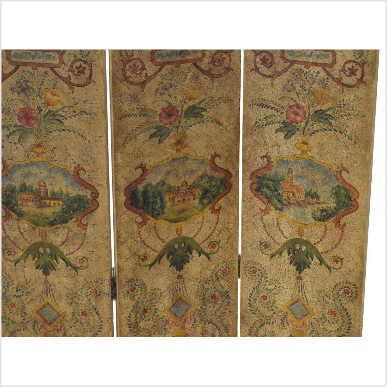 Chinese-made Vintage 4-Panel Middle Eastern Inspired Screen-7. Asian & Chinese Furniture, Art, Antiques, Vintage Home Décor for sale at FEA Home