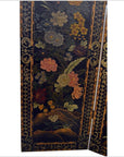 4-Panel Black Lacquered Screen with Multi-Colored Floral Accents-8. Asian & Chinese Furniture, Art, Antiques, Vintage Home Décor for sale at FEA Home